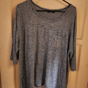 Lane Bryant Navy Blue and White blouse with very cute contrasting stripes..